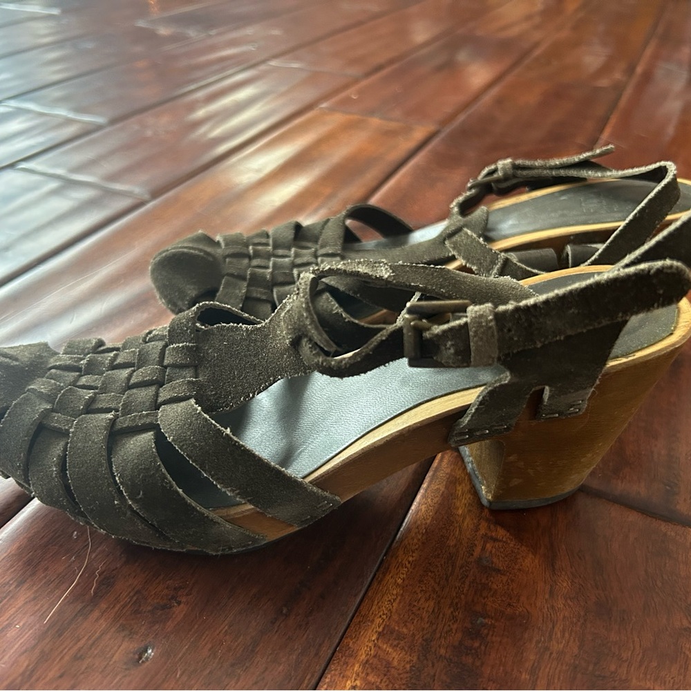 Brown Suede Women's Heeled Sandals